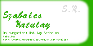 szabolcs matulay business card